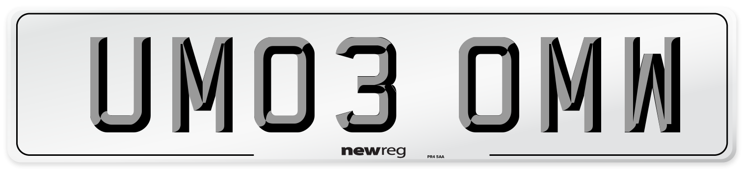 UM03 OMW Number Plate from New Reg